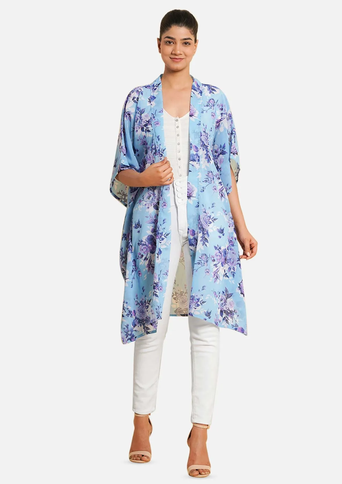 Multi Floral Open Front Kimono