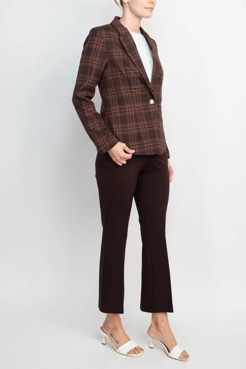 Nanette Nanette Lepore notched collar one button woven jacket with mid waist straight ponte pant