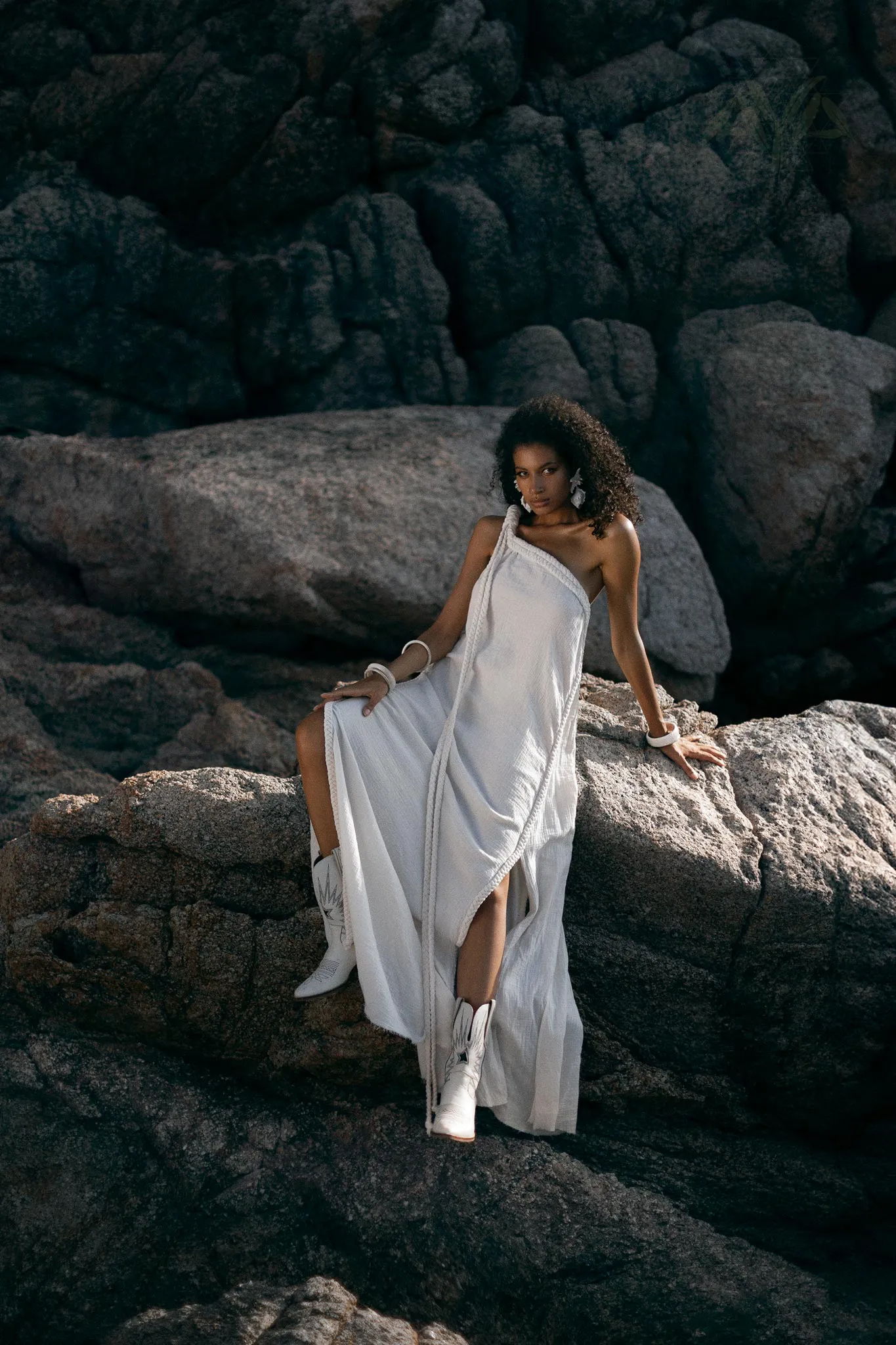 Off-White Aurora Greek Goddess Dress • Greek Gown Toga Dress • Asymmetrical One Shoulder Dress