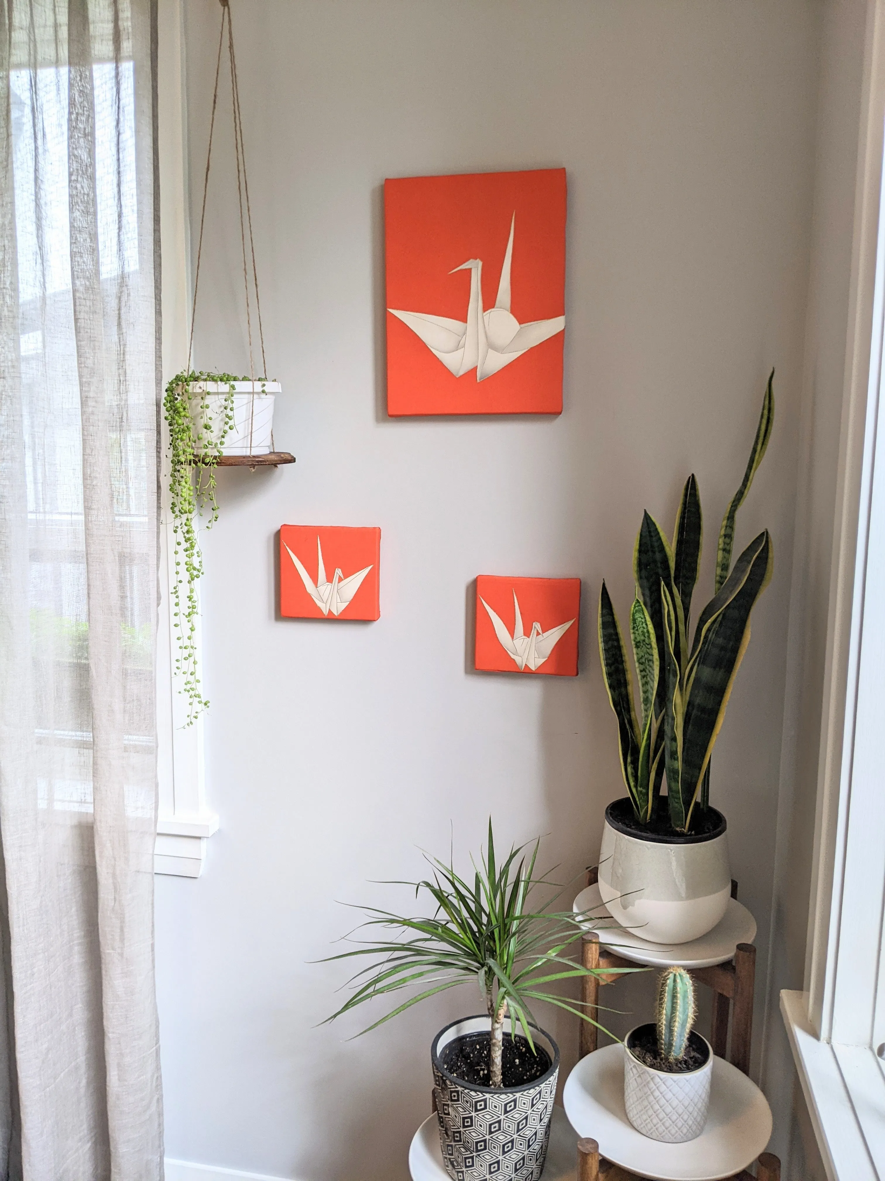 Orange crane wall art