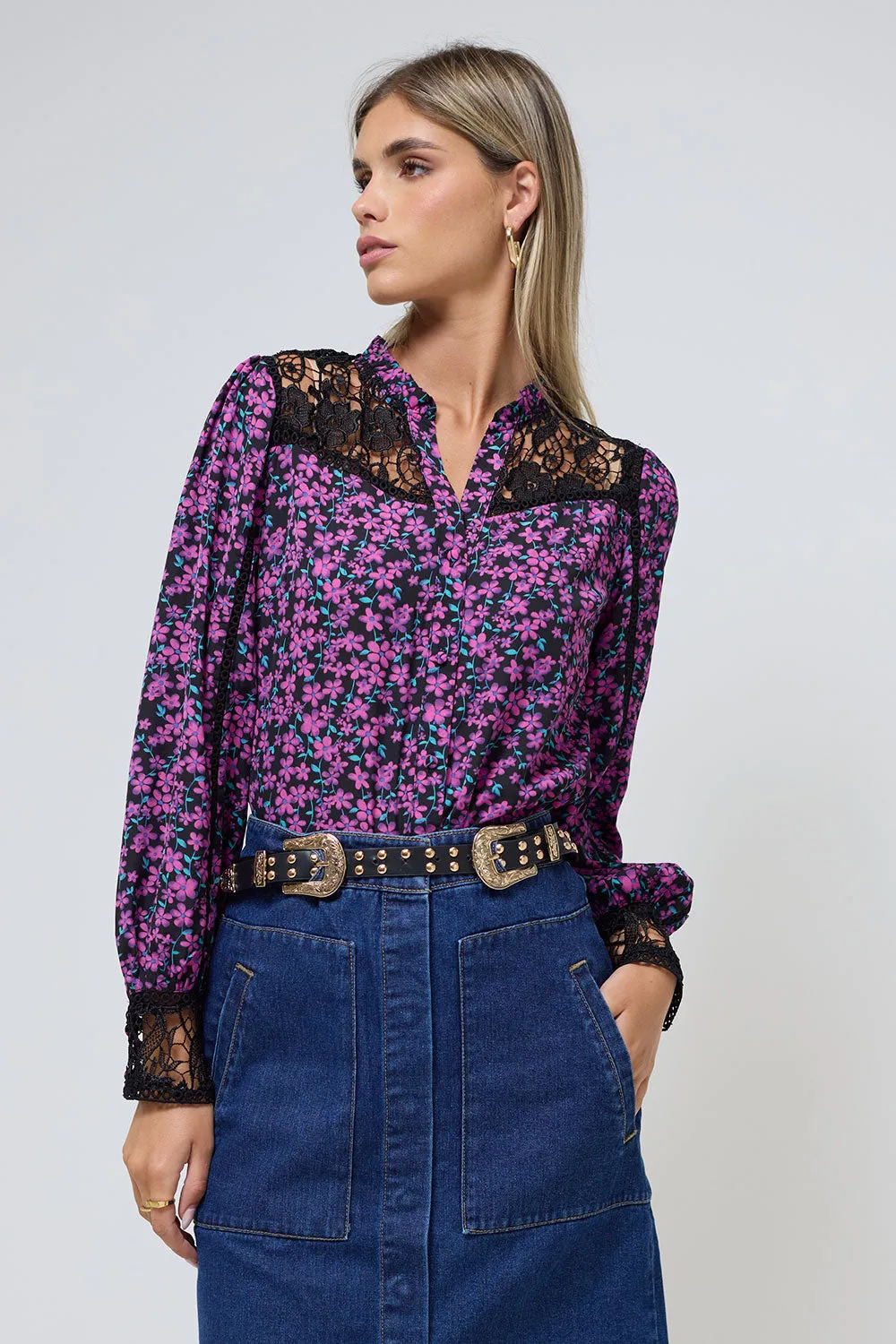 Orla Purple Lace Detail Blouse