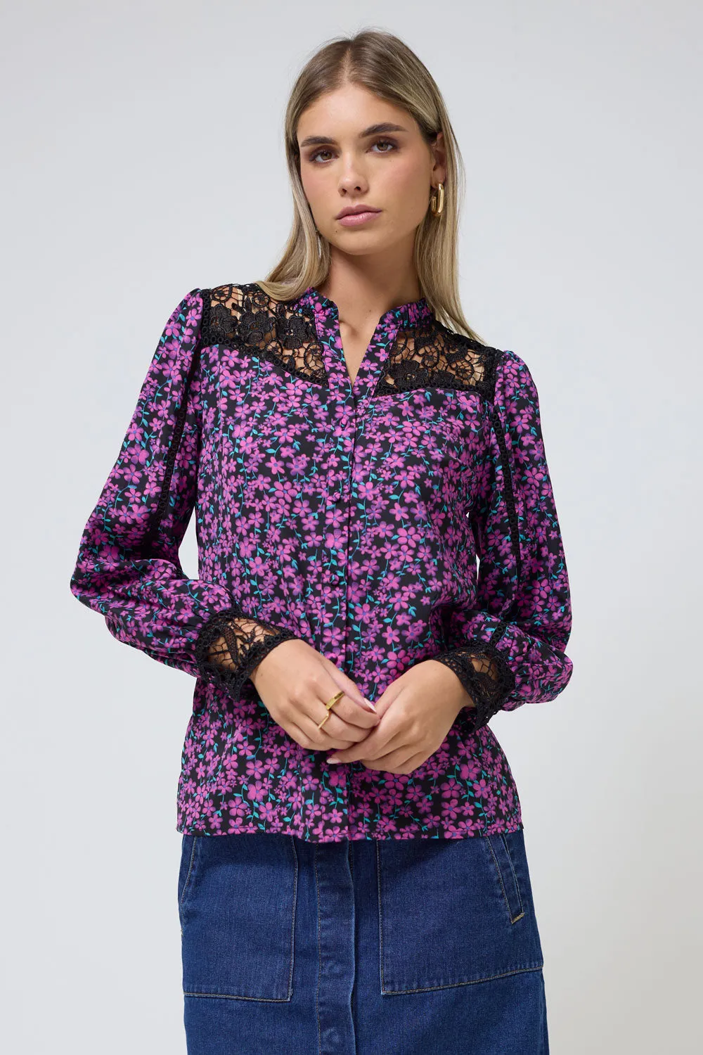 Orla Purple Lace Detail Blouse