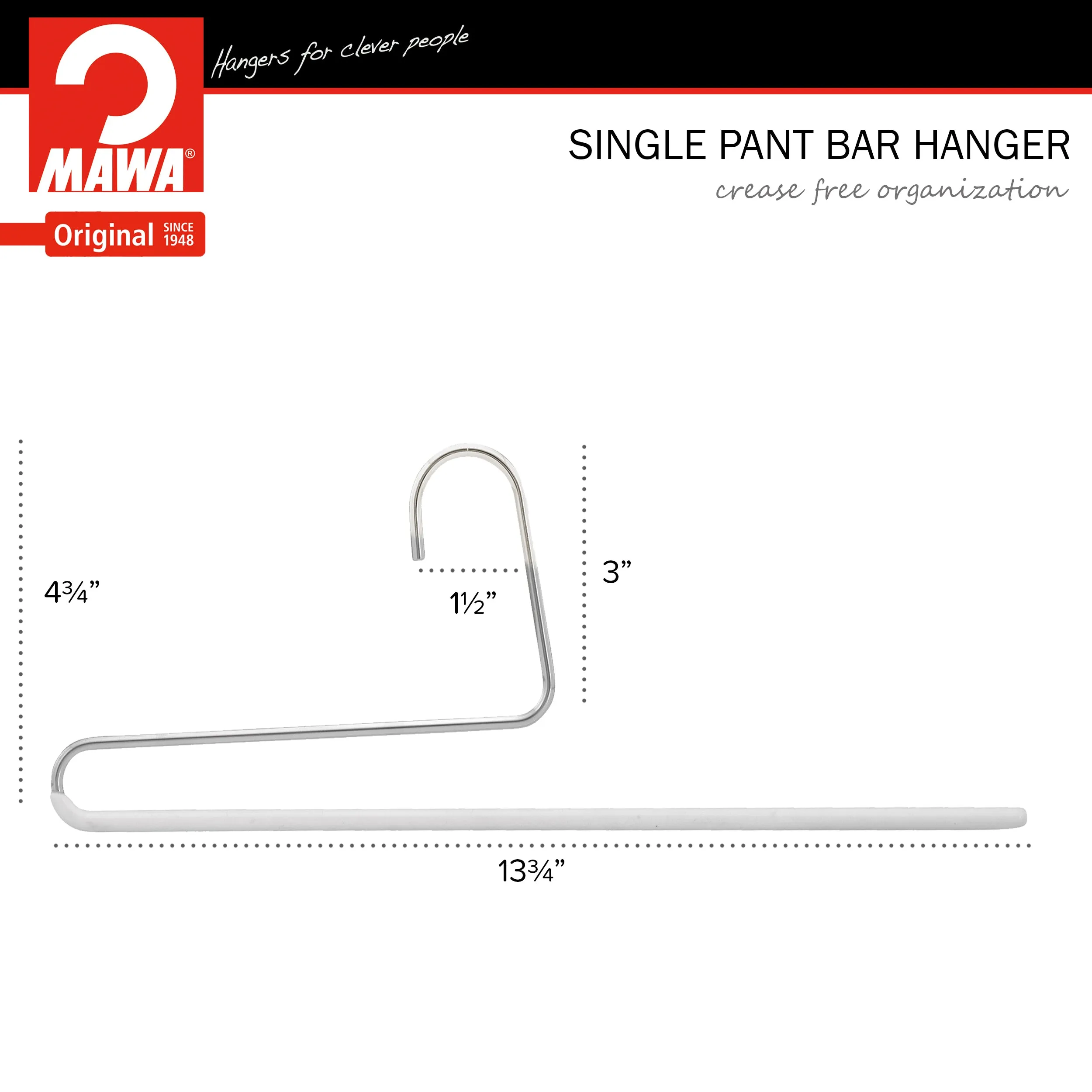 Pant Hanger with Grip Coating, Reverse Hook, KH-35U, White