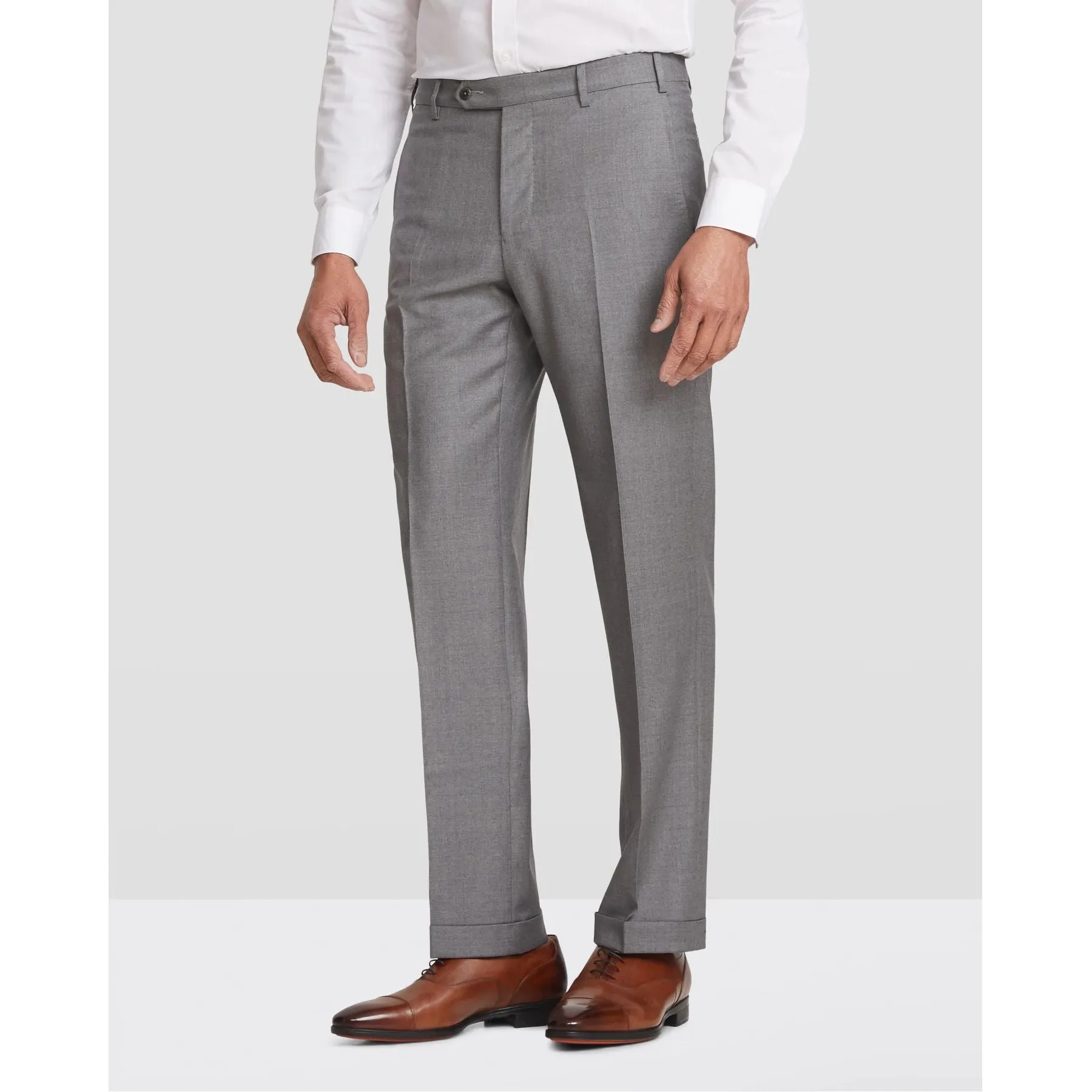 Parker Flat Front Stretch Wool Trouser in Light Grey (Modern Straight Fit) by Zanella