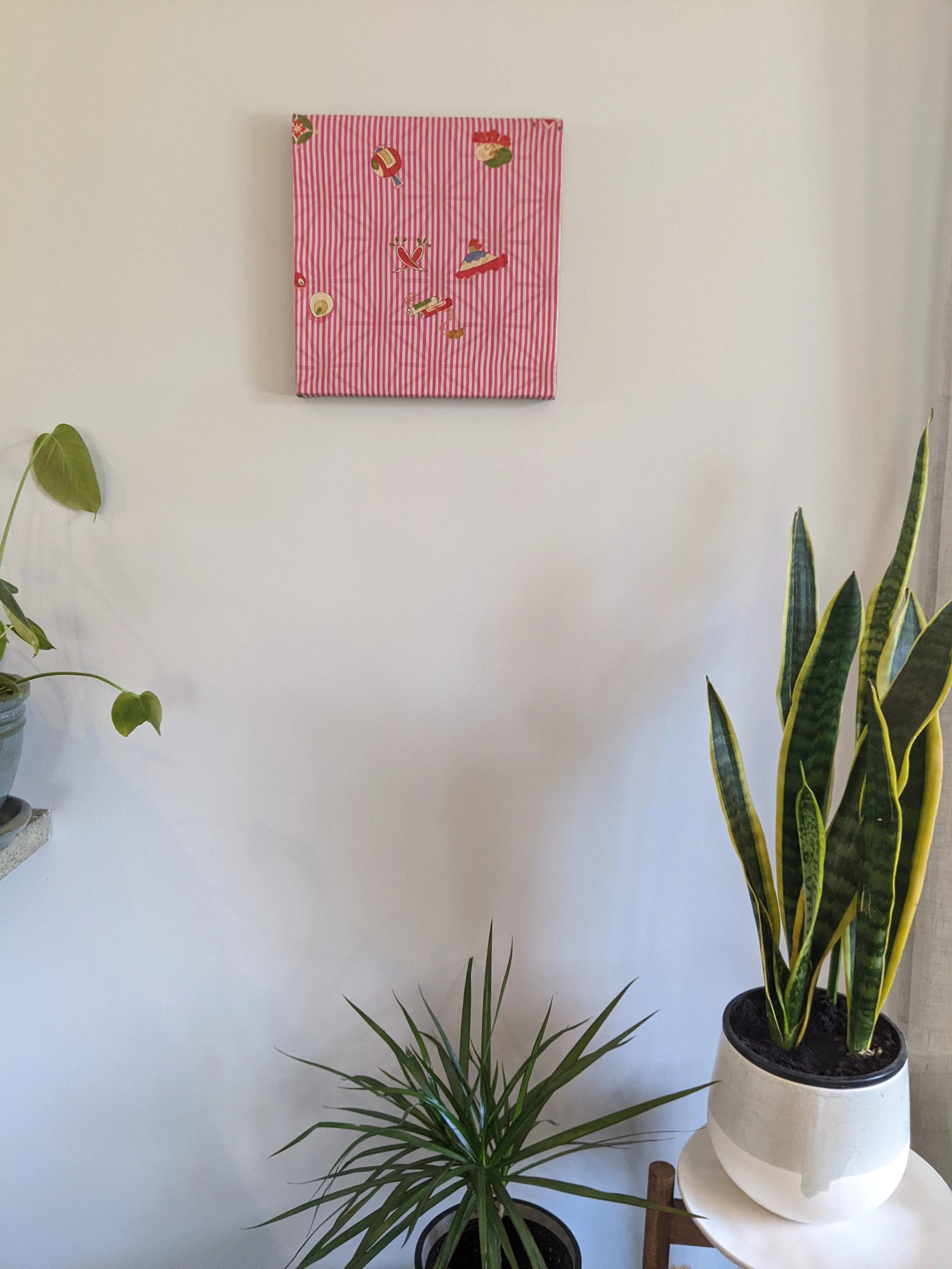 Pink striped wall art (square)