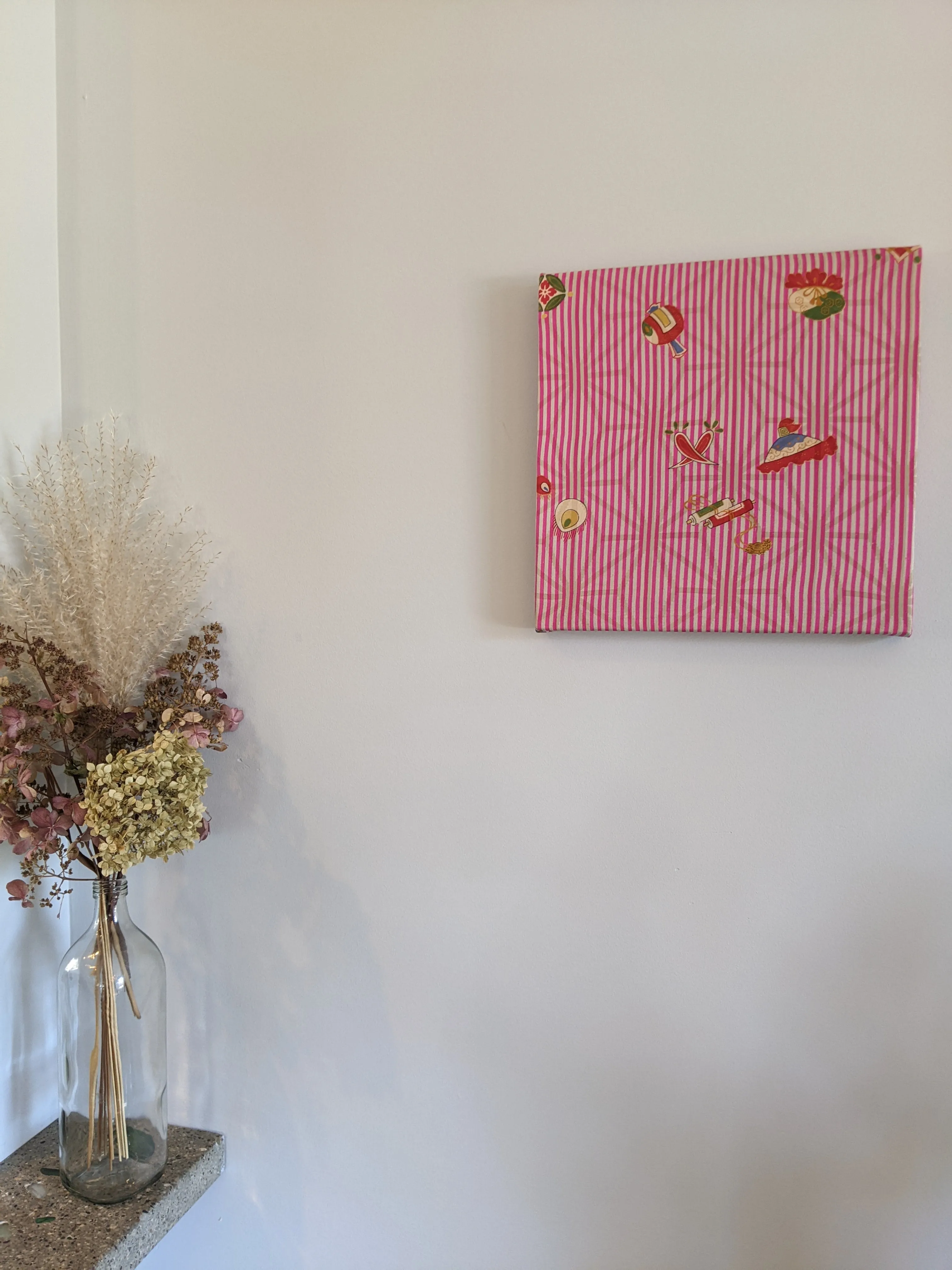 Pink striped wall art (square)