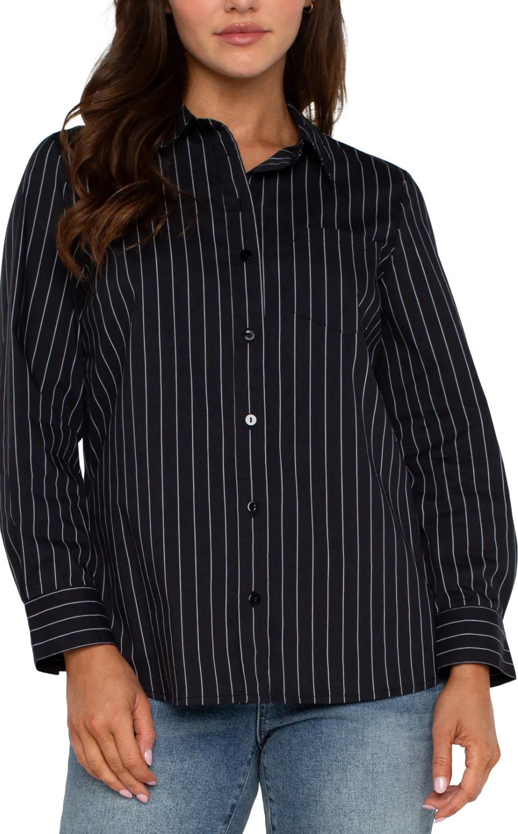 Pinstripe Basic Button Up