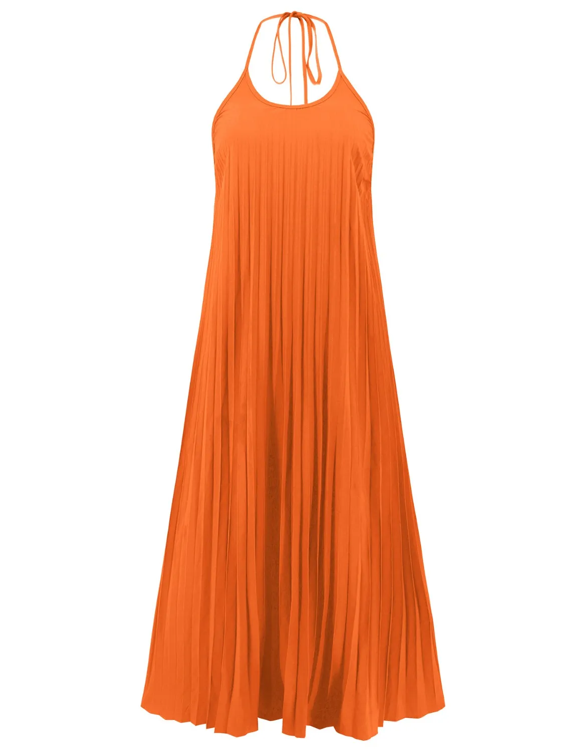 Pleated Halter Neck Sleeveless Maxi Dress New Women's Fashion Backless Cocktail Dress