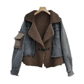 Pre Order:  Layered Patchwork Denim Woolen Jacket