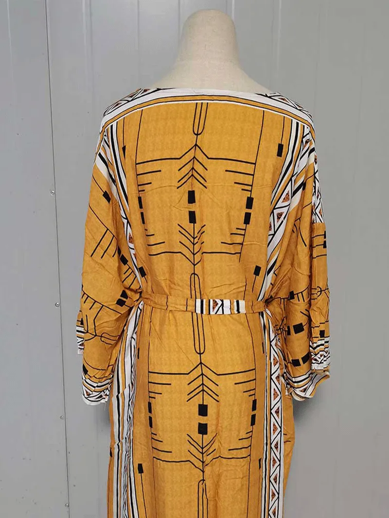 Printed Different Colors Polyester Long Length Gown Kimono Duster Robe