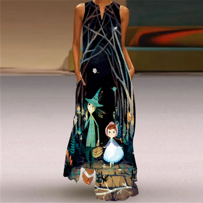 Printed Long Dress, Boho Summer Dress For Women