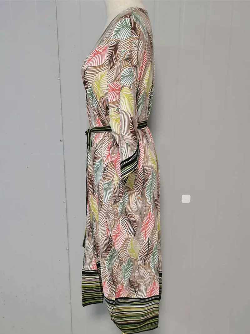 Printed Multicolor Polyester Long Length Gown Kimono Duster Robe