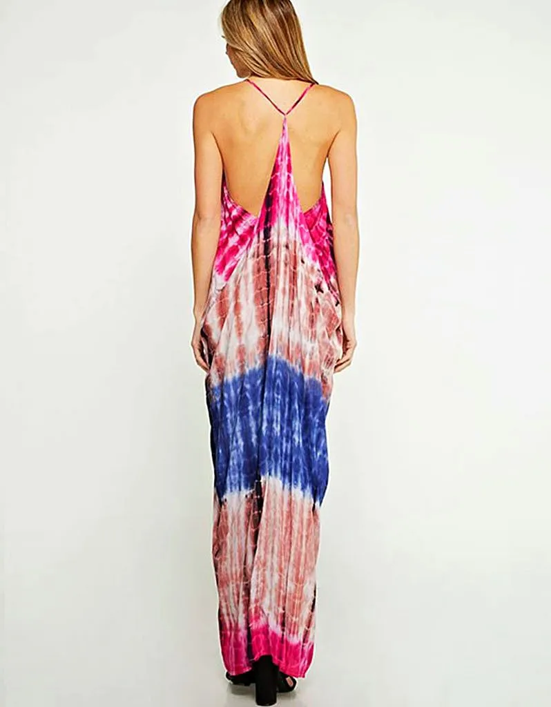 Pure Magic Tie-Dye Maxi Dress in Blue/Pink