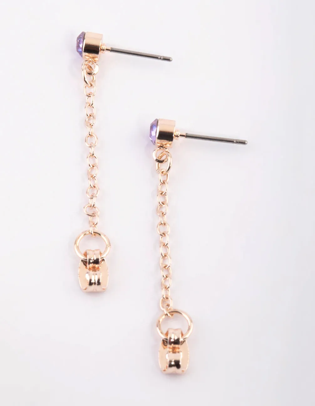 Purple Diamante Jacket Earrings