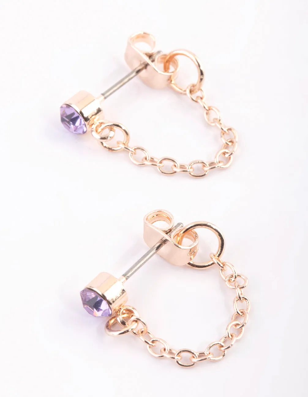 Purple Diamante Jacket Earrings