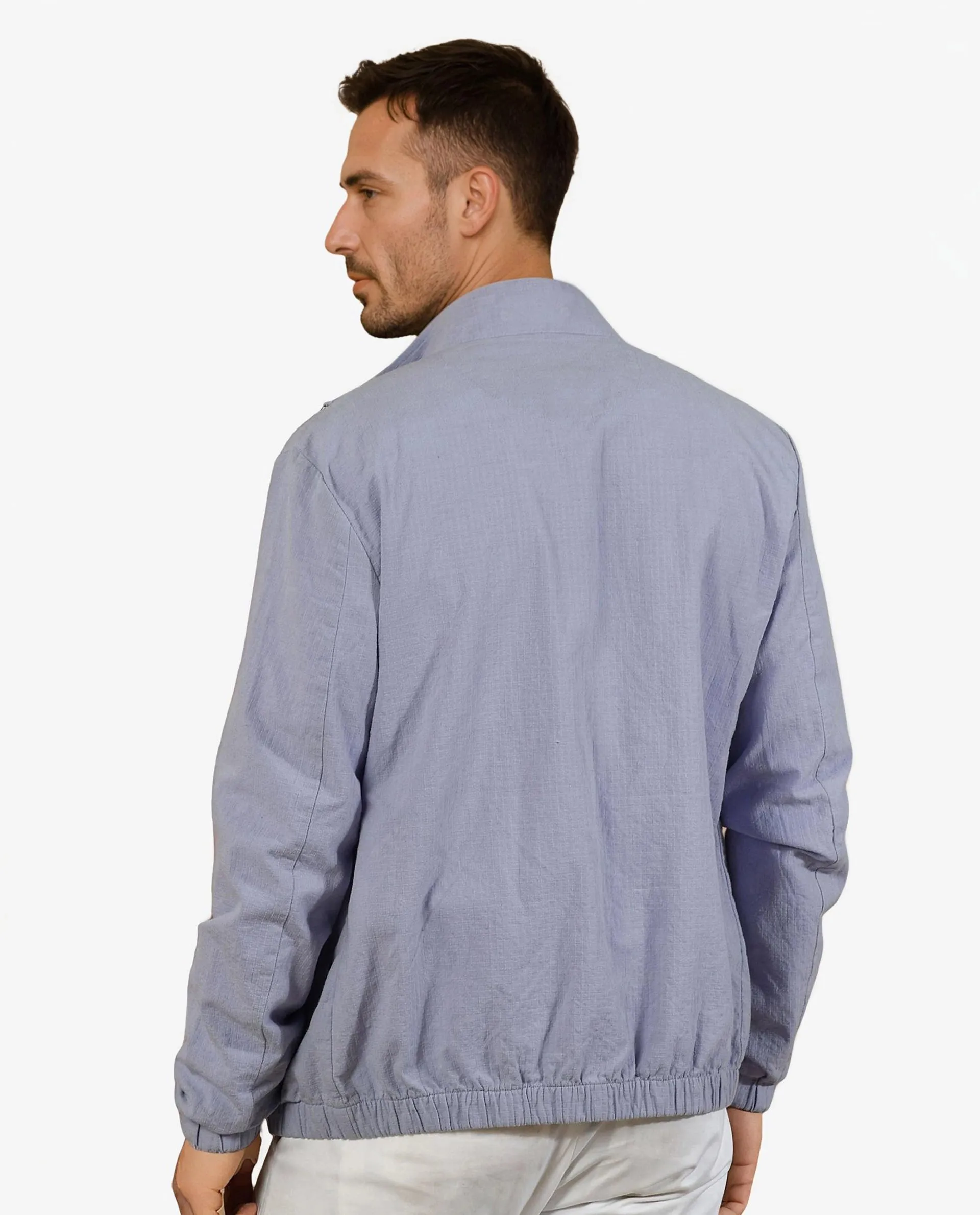 Rare Rabbit Men's Kenny Purple Plain Seersucker Smart Jacket