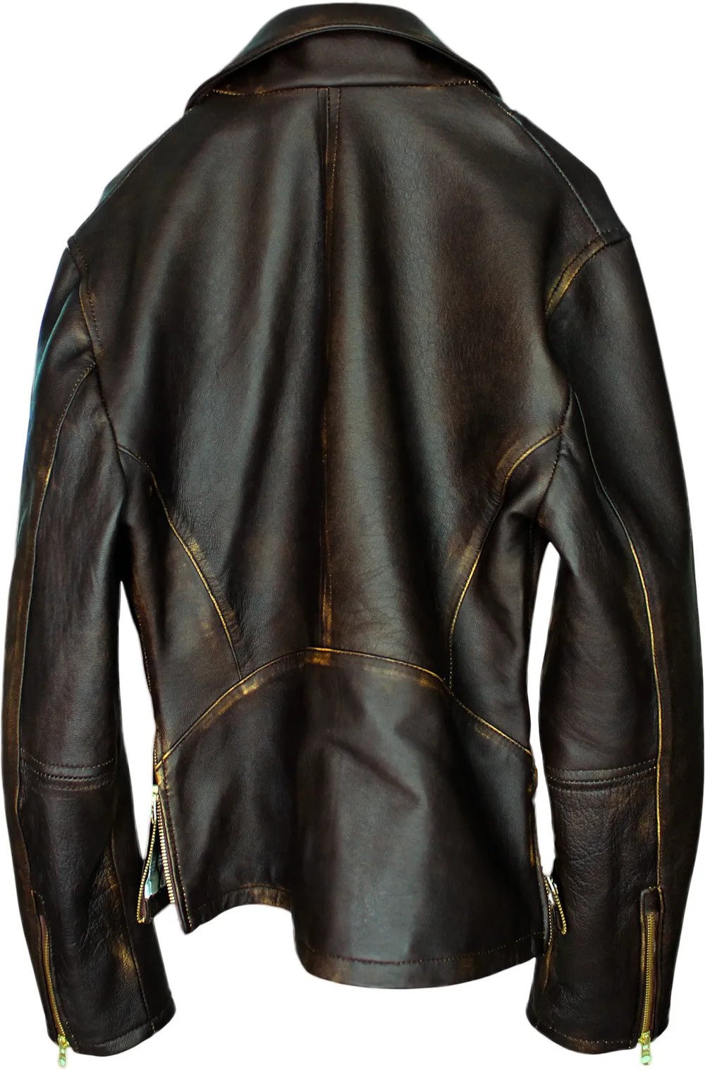 Rebel Gold Leather Jacket Cafe Aged Lambskin Distressed Brown