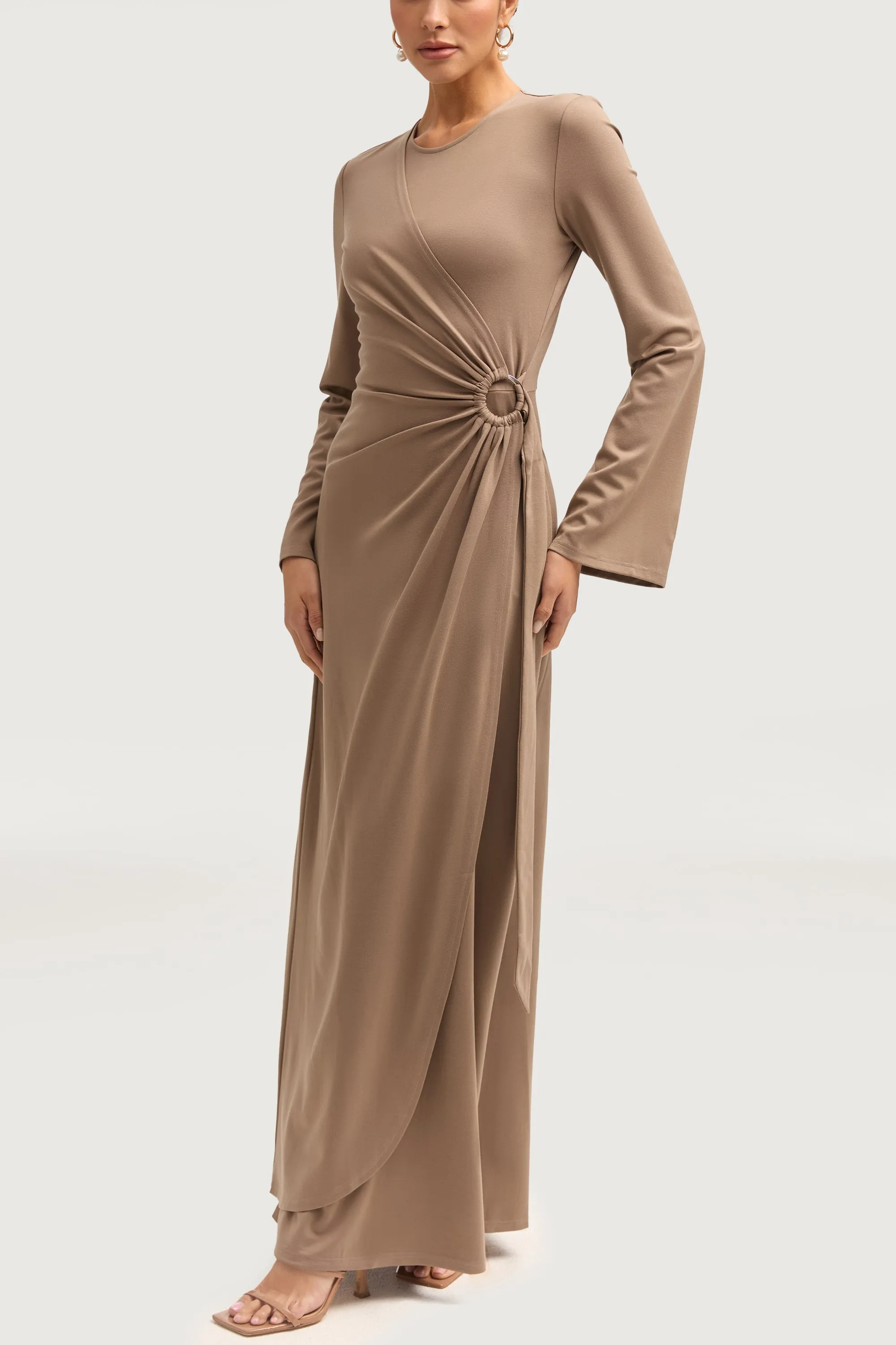 Reema Wrap Maxi Dress - Taupe