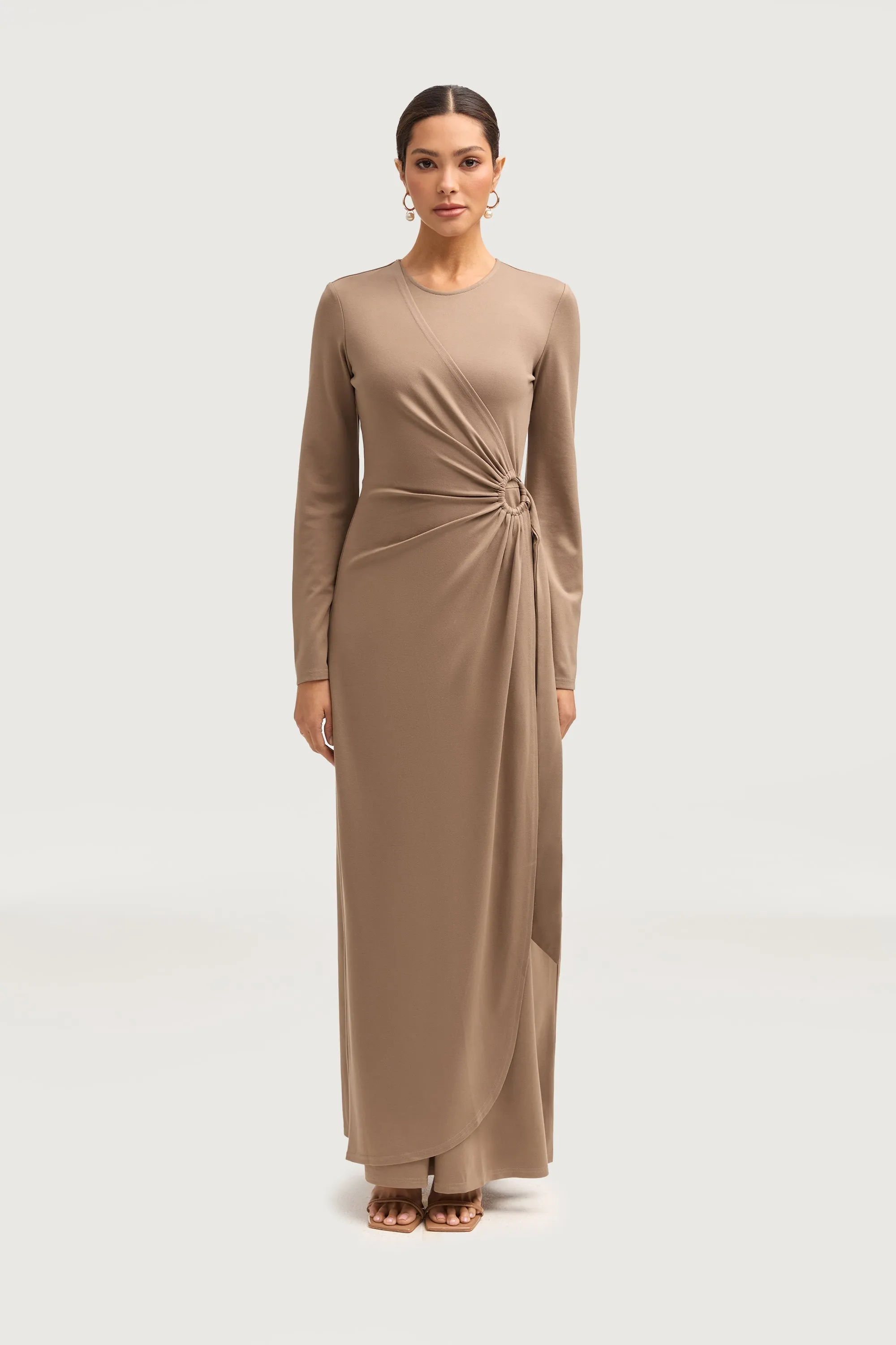 Reema Wrap Maxi Dress - Taupe