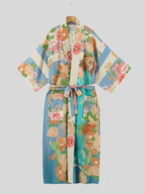 robe short sleeves printed kimono jacket