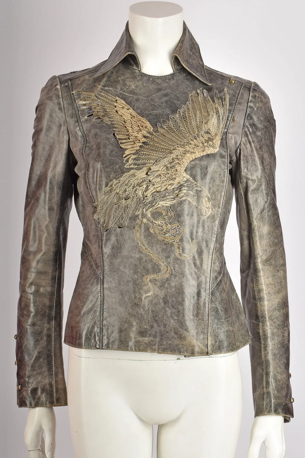 ROBERTO CAVALLI A/W 2000 LEATHER BIKER JACKET S