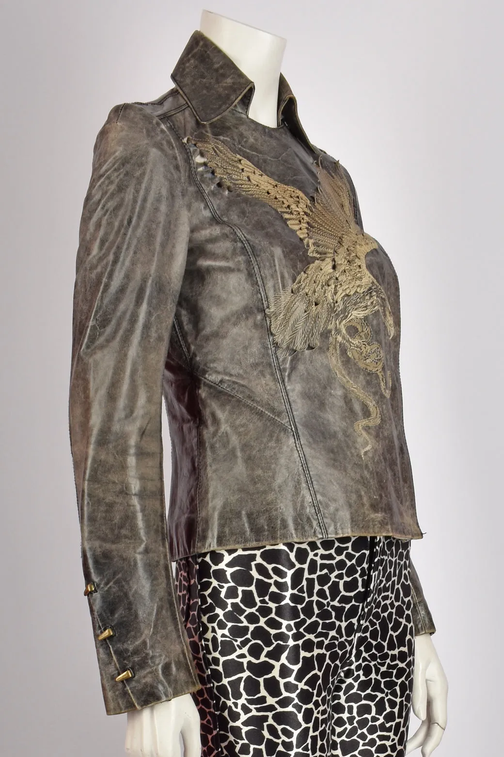 ROBERTO CAVALLI A/W 2000 LEATHER BIKER JACKET S