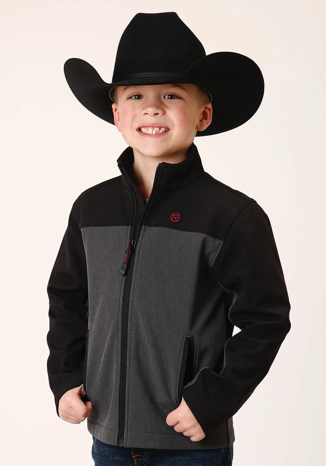 Roper Boys Hi-Tech Grey/Black Polyester Softshell Jacket