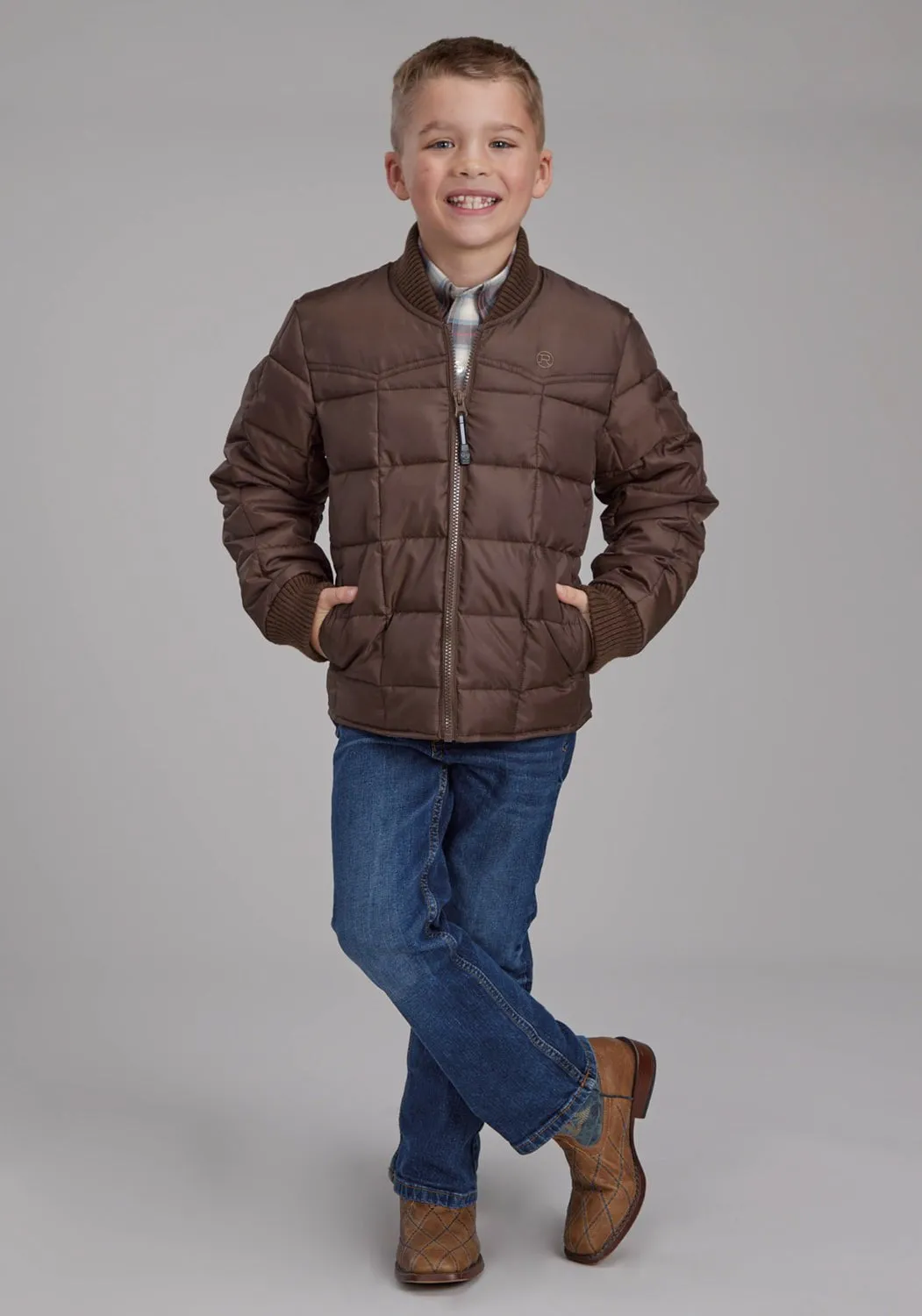 Roper Kids Boys Poly Fill Western Chocolate 100% Polyester Softshell Jacket