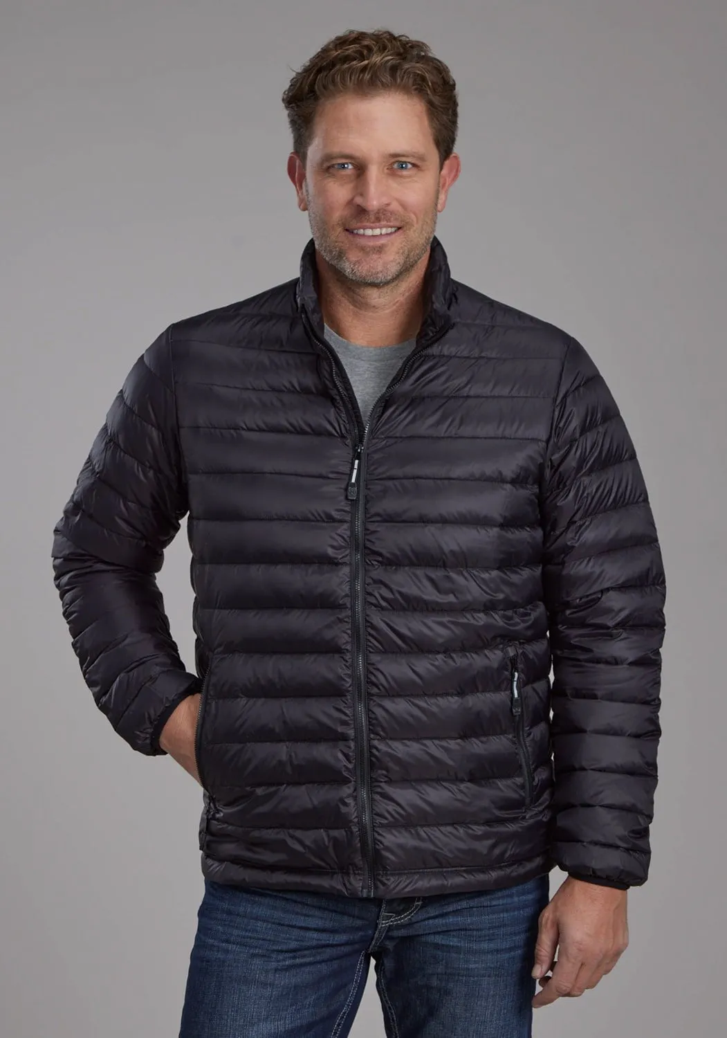 Roper Mens Down Proof Coated Black 100% Nylon Insulated Jacket