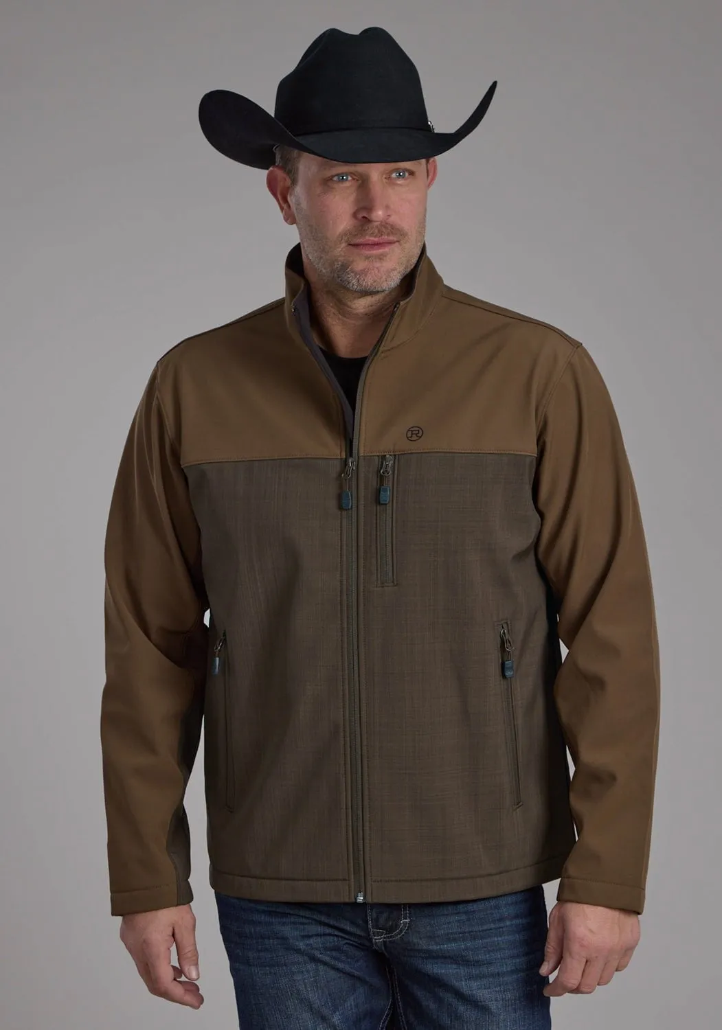 Roper Mens Technical Zip Brown/Chocolate Polyester Softshell Jacket