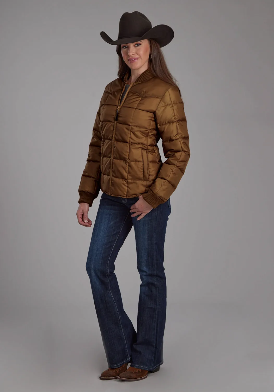 Roper Womens Poly Filled Western Caramel 100% Polyester Insulated Jacket