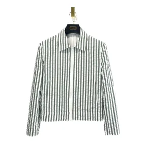 Sage White Bold Stripe Seersucker Blouson Jacket