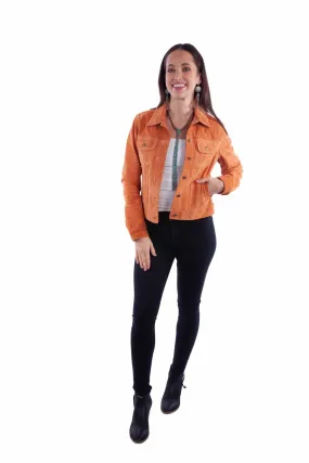 Scully Womens Button Jean Mandarin Leather Leather Jacket