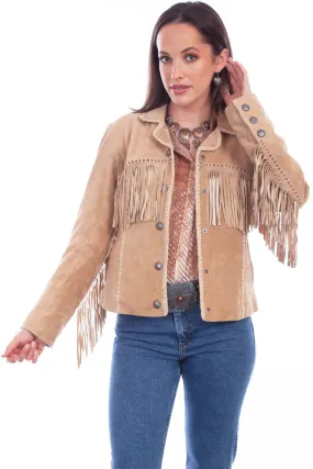 Scully Womens Cowgirl Fringe Old Rust Leather Leather Jacket S