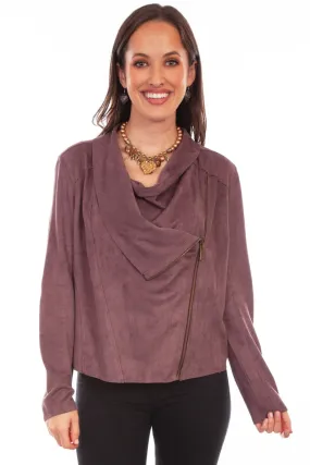 Scully Womens Drape Cross-Over Mauve Poly/Spandex Softshell Jacket