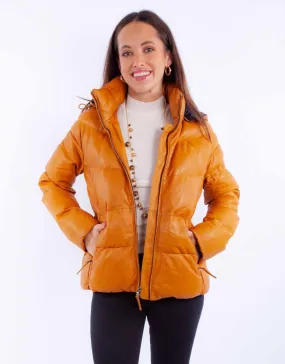 Scully Womens Puffy Zip Front Honey Leather Leather Jacket