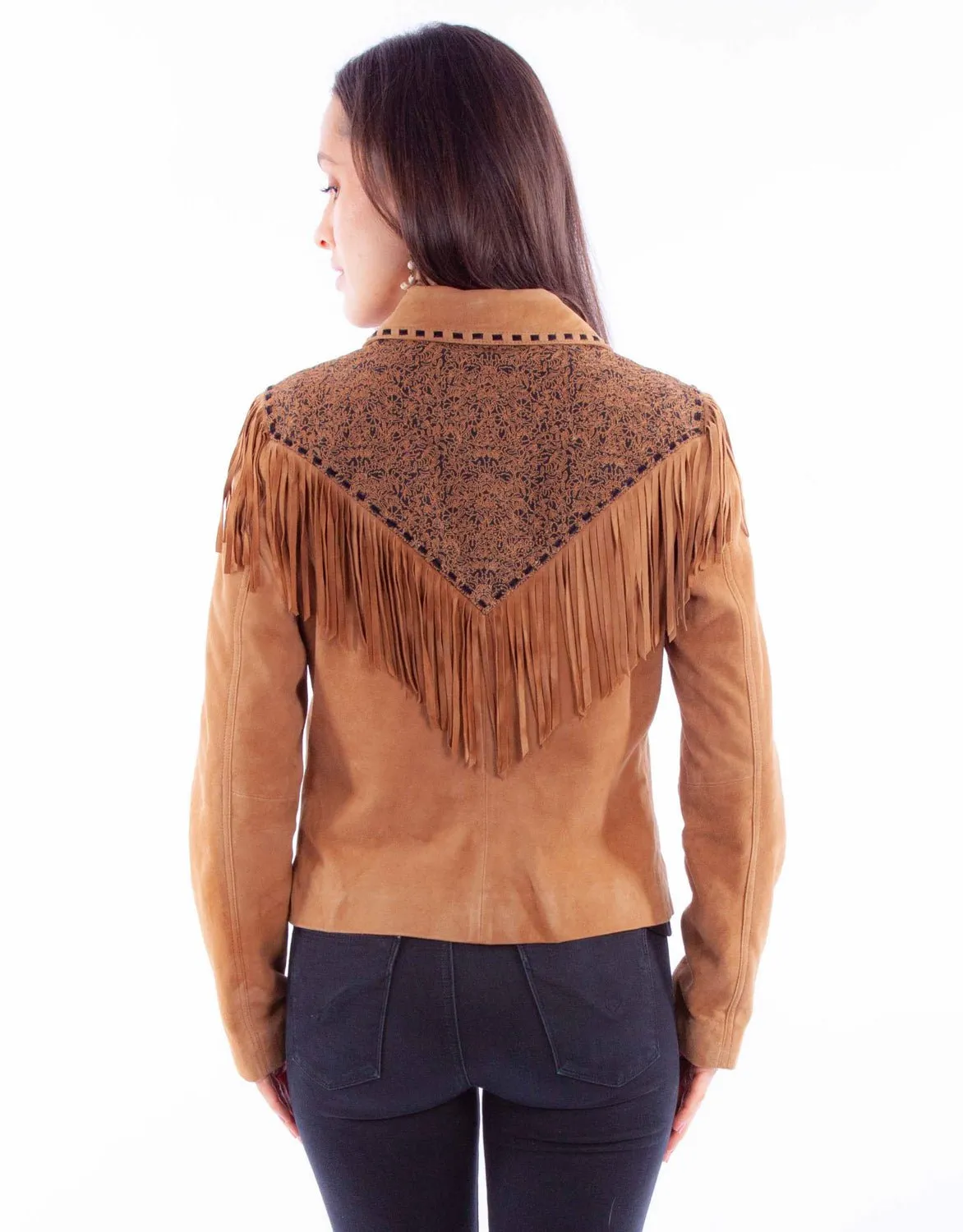 Scully Womens Rodeo Fringe Tan Leather Leather Jacket XXL