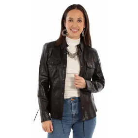 Scully Womens Western Snap Black Leather Leather Jacket