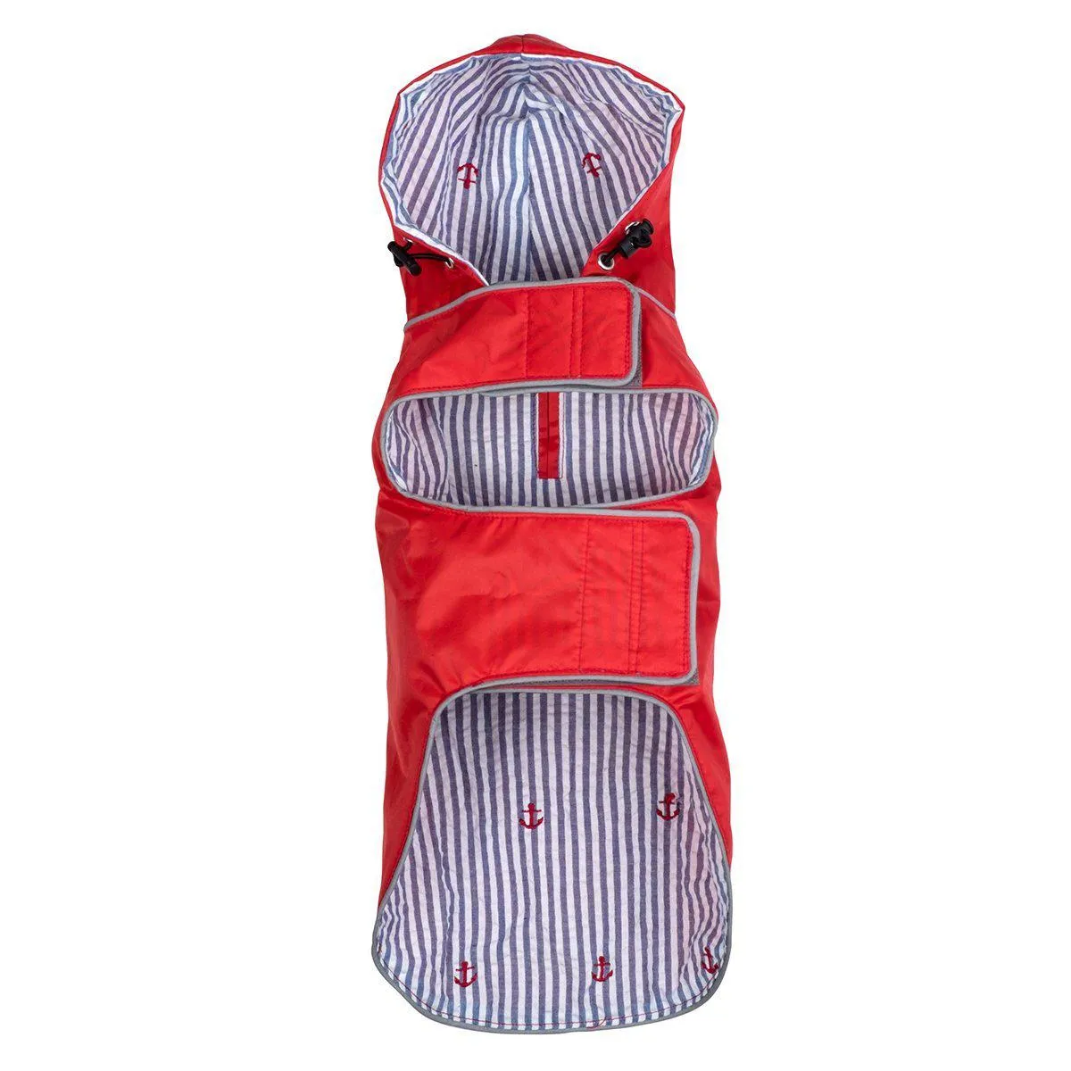 Seattle Slicker Red/Navy Stripe Dog Jacket