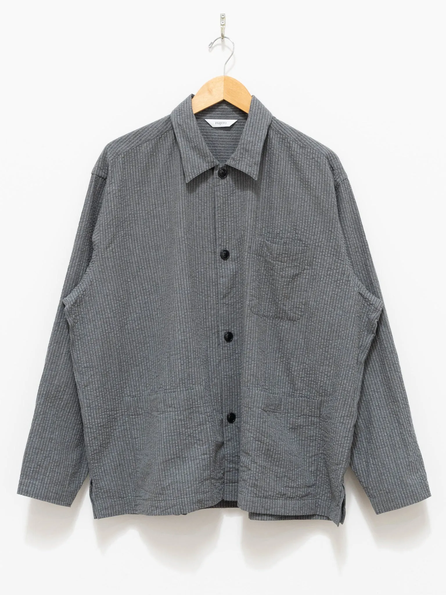 Seersucker Shirt Jacket - Gray Stripe