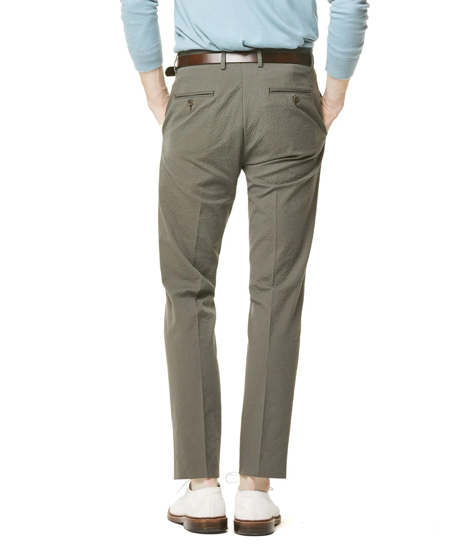 Seersucker Sutton Suit Trouser in Olive