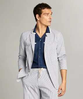 Seersucker Traveler Suit Jacket in Blue