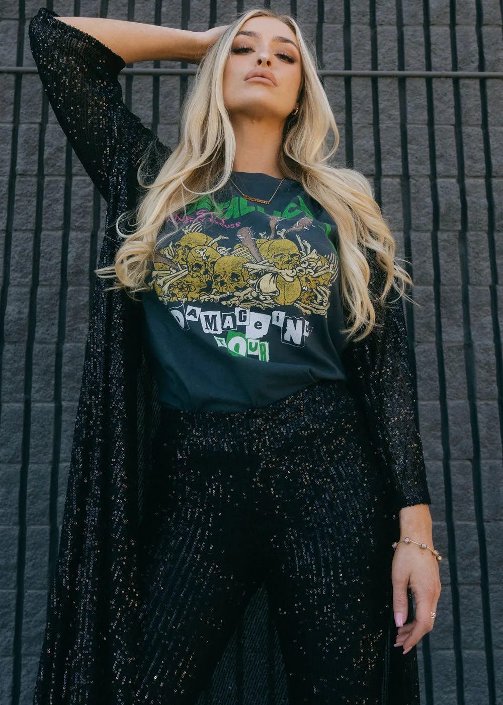 Shine On Black Sequin Kimono