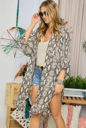 Snakeskin 3/4 Sleeve Kimono