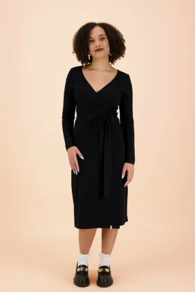 Soft Wrap Dress, Black