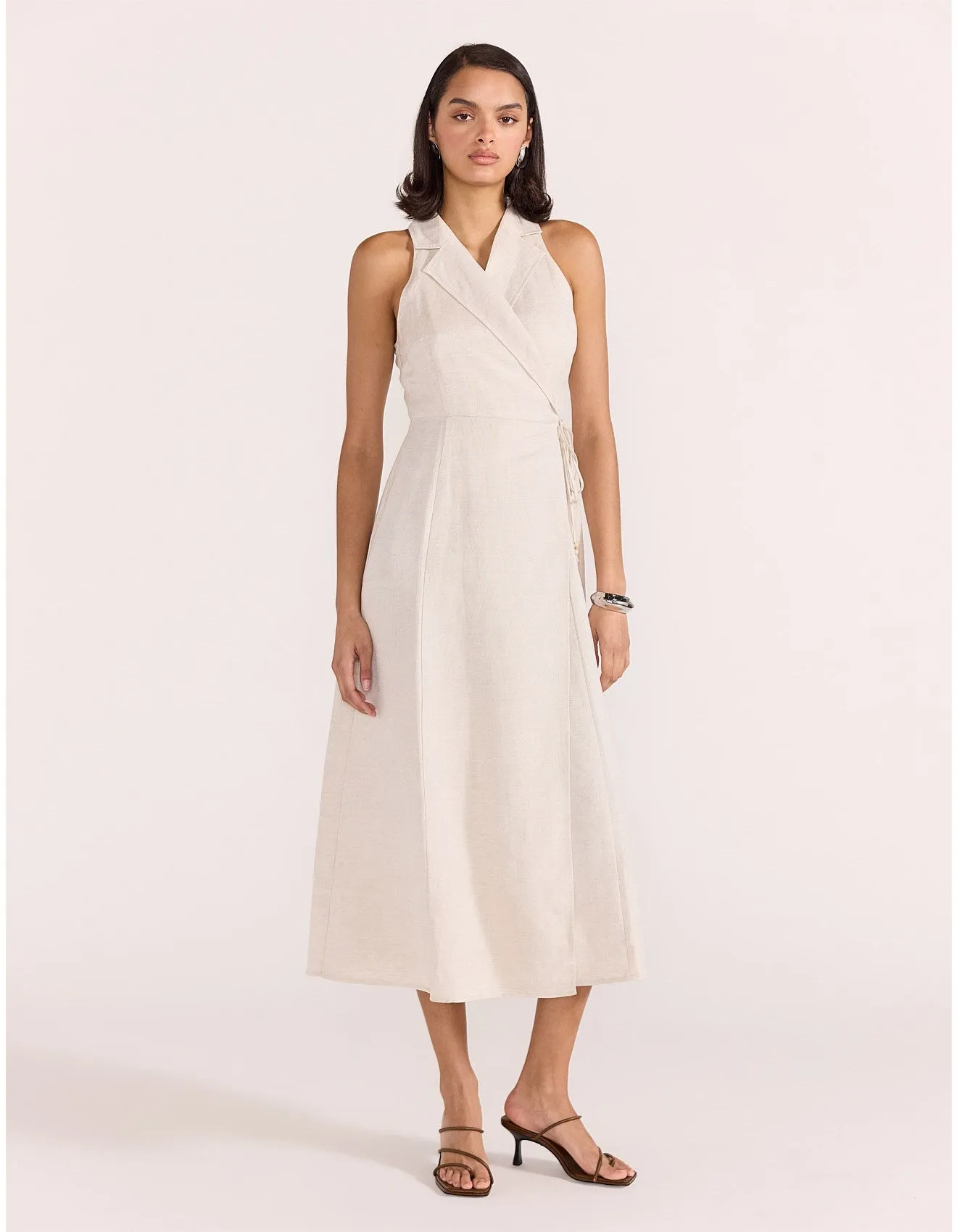 Staple the Label - Harper Wrap Midi Dress Natural Marle