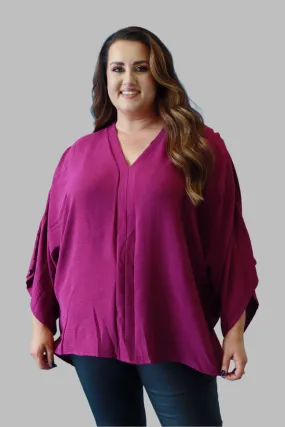 Stella Kimono Sleeve Blouse in Magenta