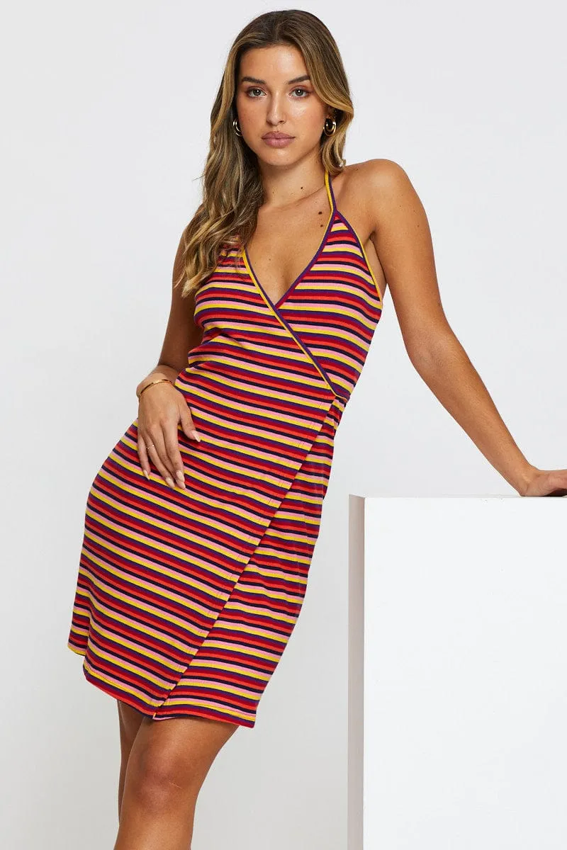 Stripe Wrap Dress Mini