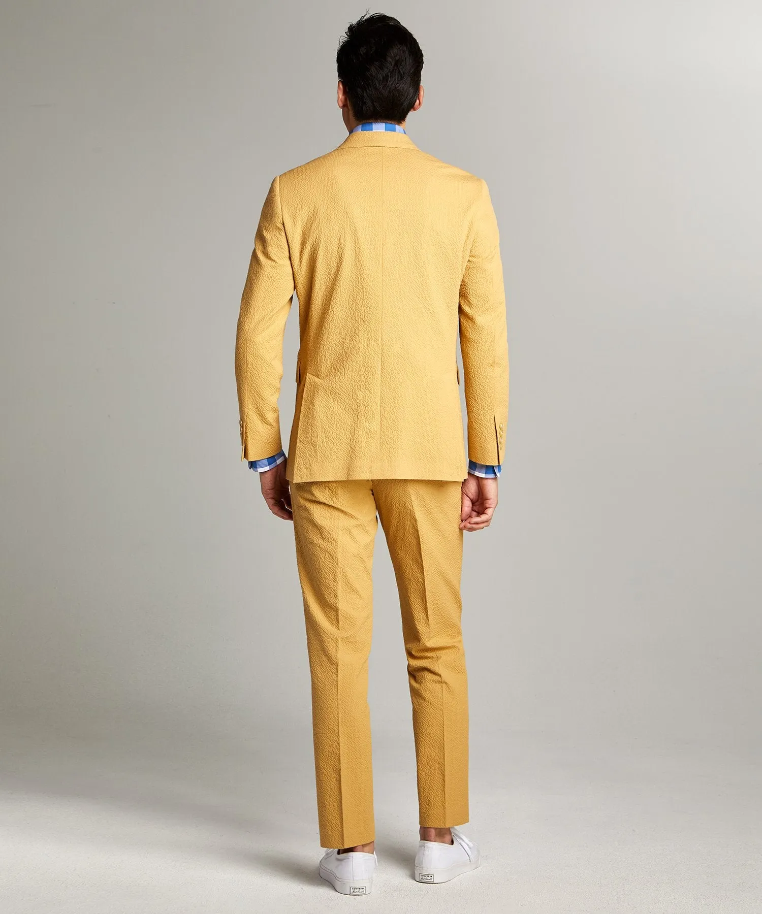 Sutton Seersucker Suit Jacket in Mustard