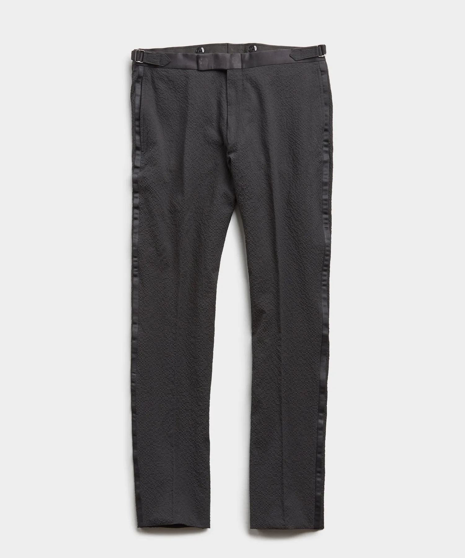 Sutton Tuxedo Pant in Italian Black Seersucker